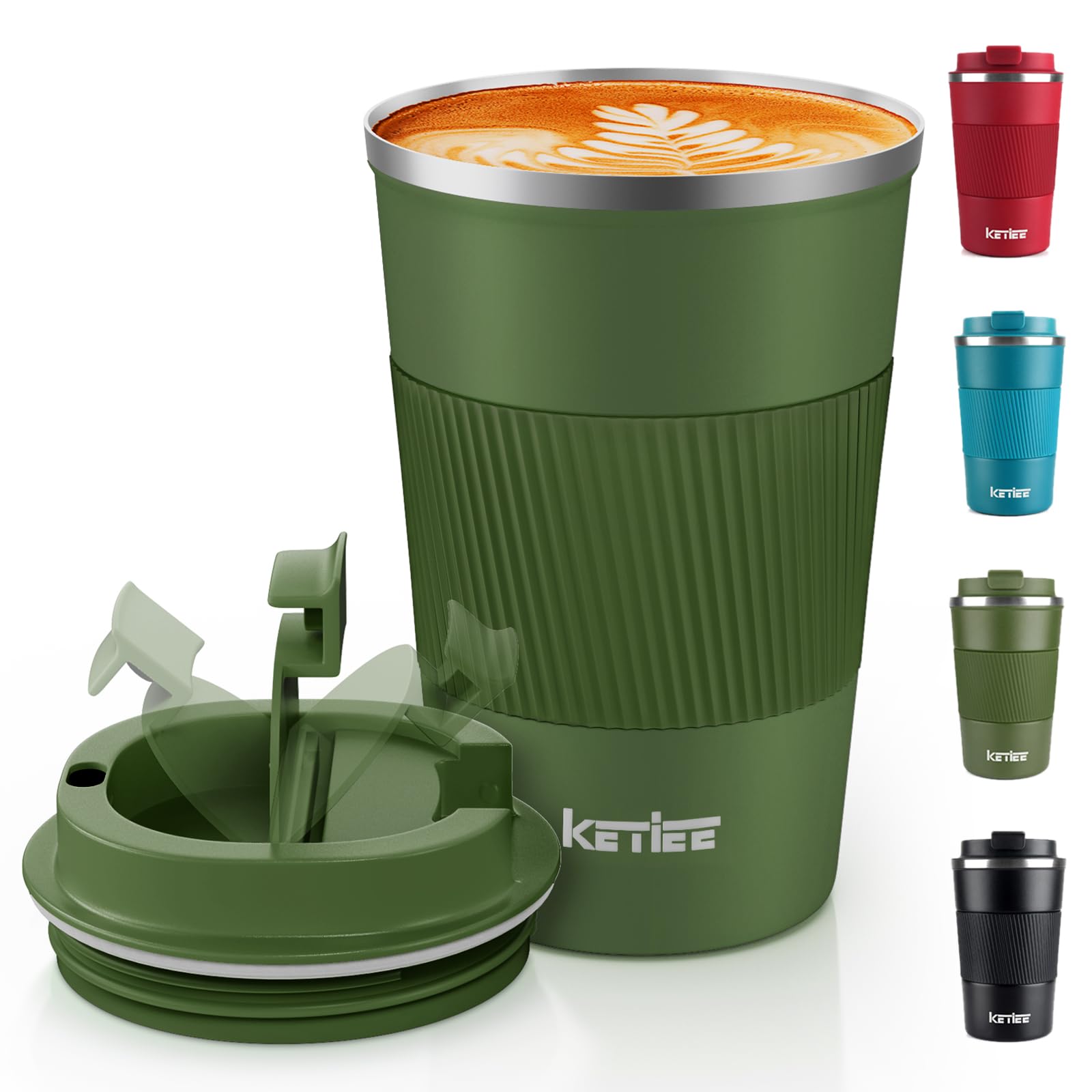 KETIEE Vacuum Insulated Travel Mug 380ml – Grass Green