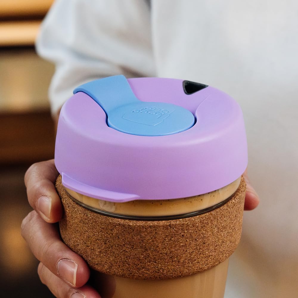 KeepCup Brew Cork - Reusable Coffee Cup Tempered Glass and Natural Cork, Extra Small 6oz/177ml - Daybreak