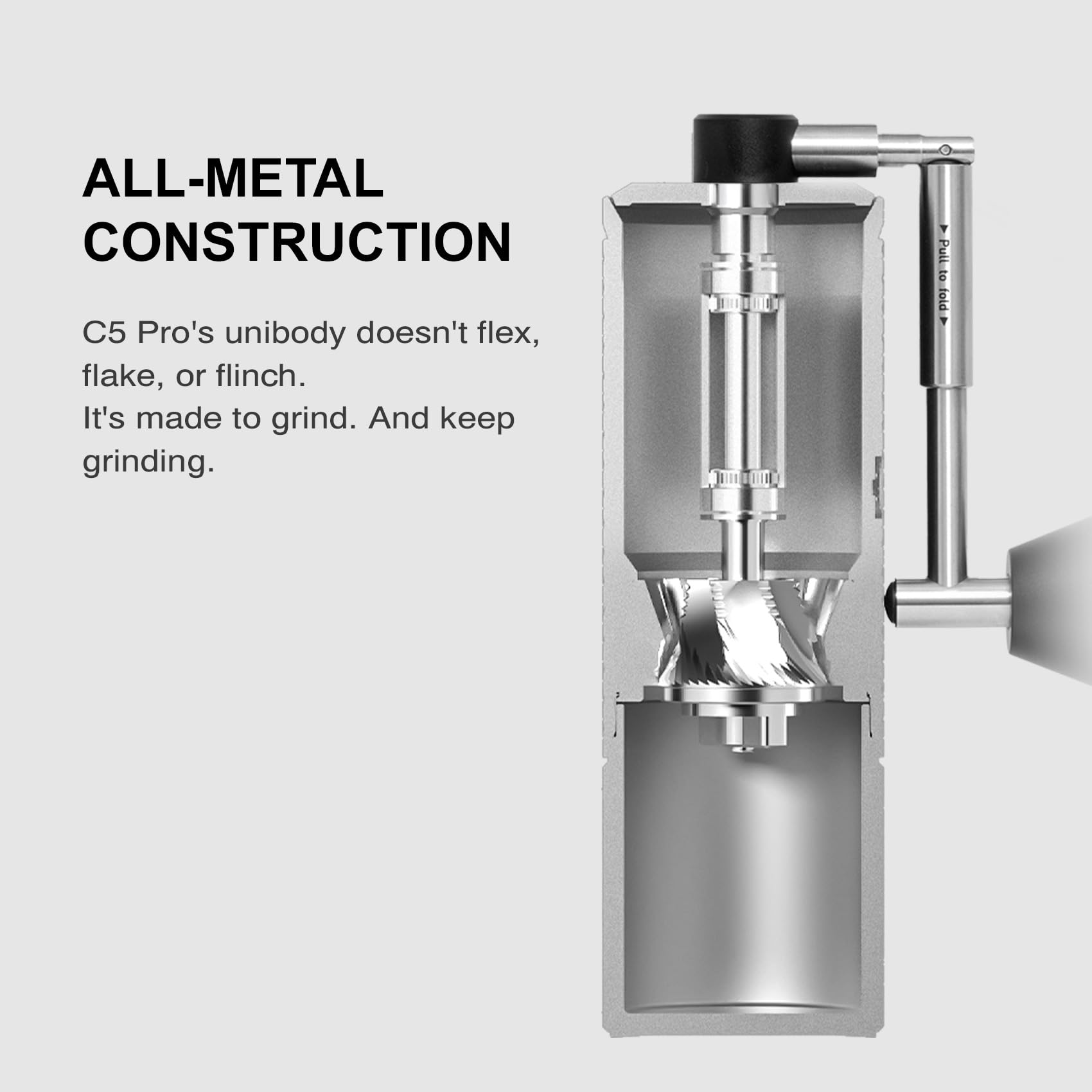 TIMEMORE Chestnut C3S Pro Manual Coffee Grinder, Premium Integrated All-Metal Design, Portable Hand Coffee Grinder with Foldable Handle, Suitable for Espresso to French Press, Black