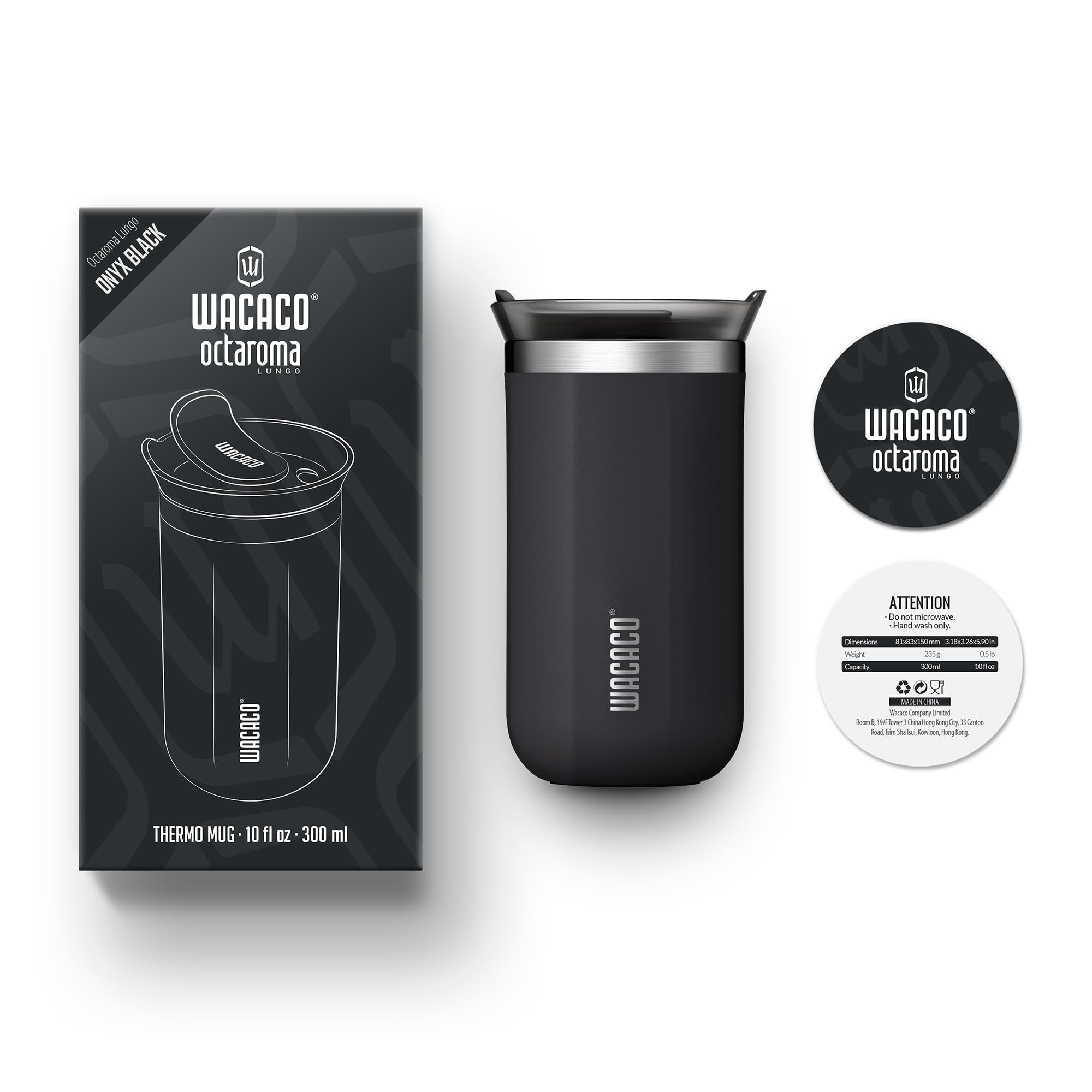 WACACO Octaroma Classico Vacuum Insulated Travel Mug – Double-Wall Stainless Steel Tumbler with Lid | 6 fl oz / 10 fl oz / 15 fl oz | Multiple Colours