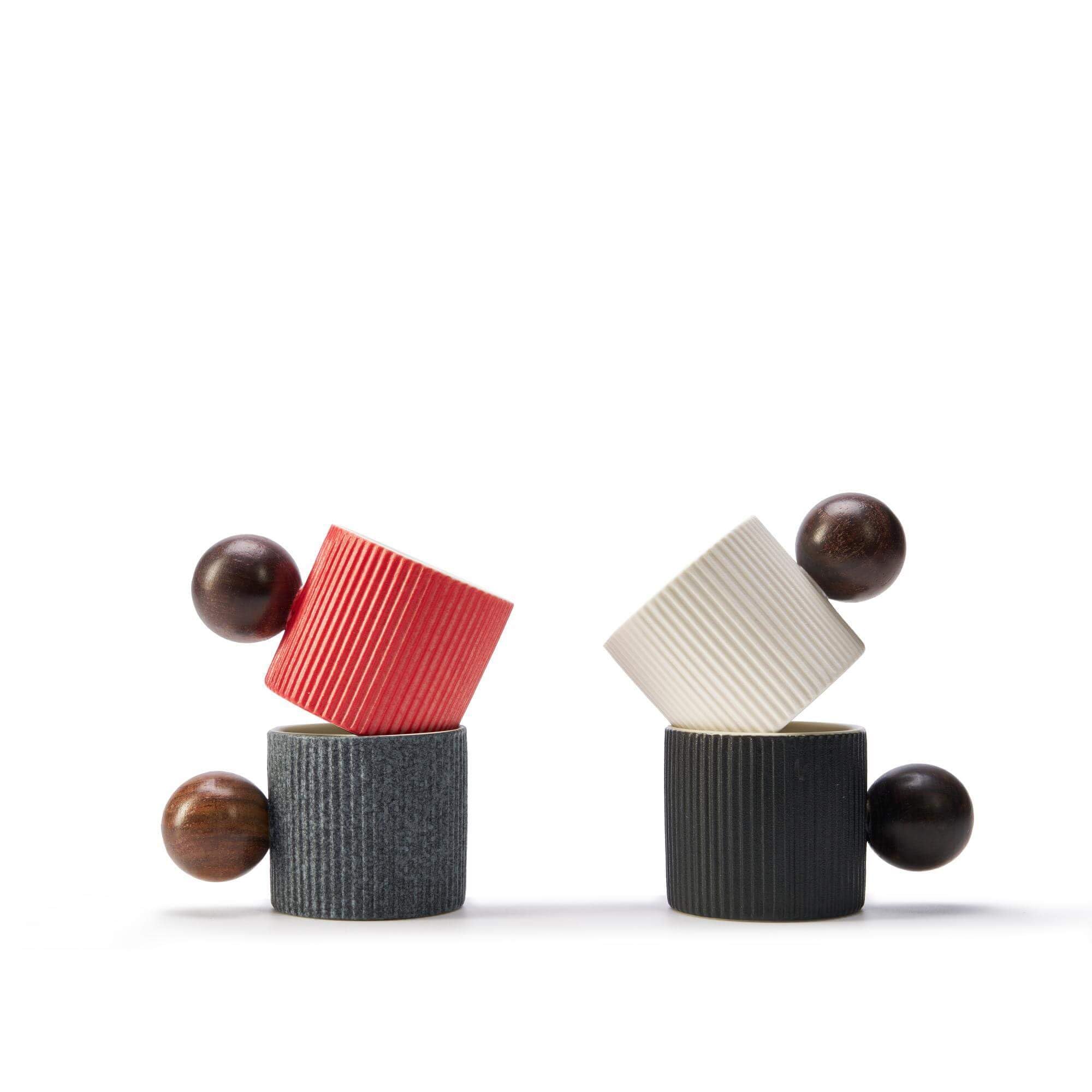 Mini Ceramic Espresso Cups with Wood Handle – 70ml (Set of 2)