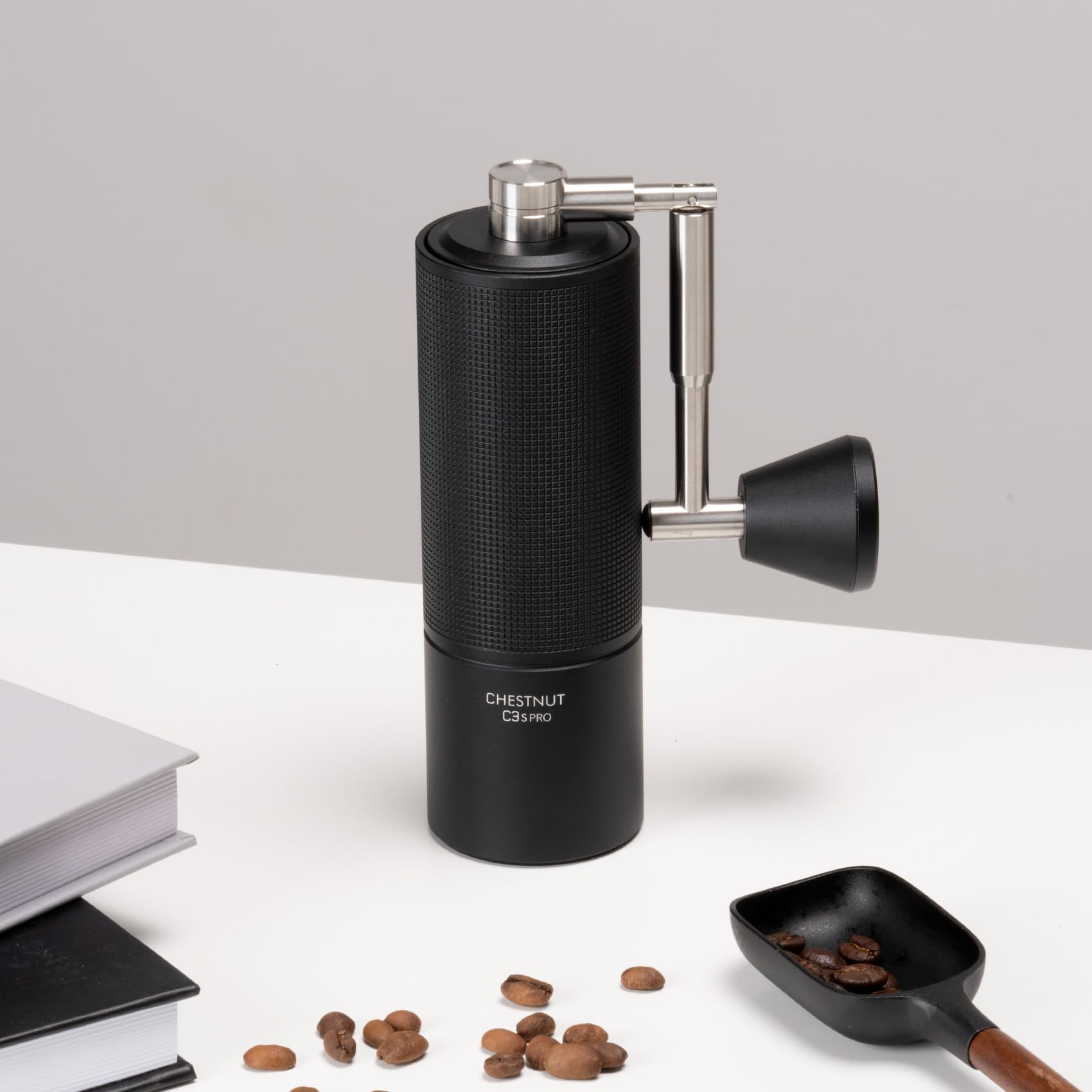 TIMEMORE Chestnut C3S Pro Manual Coffee Grinder, Premium Integrated All-Metal Design, Portable Hand Coffee Grinder with Foldable Handle, Suitable for Espresso to French Press, Black