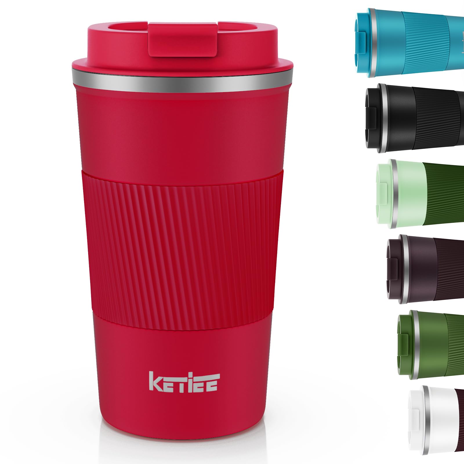 KETIEE Coffee Mug to Go – 380ml Double-Walled Vacuum Insulated Travel Mug | Leak-Proof Lid | Grass Green