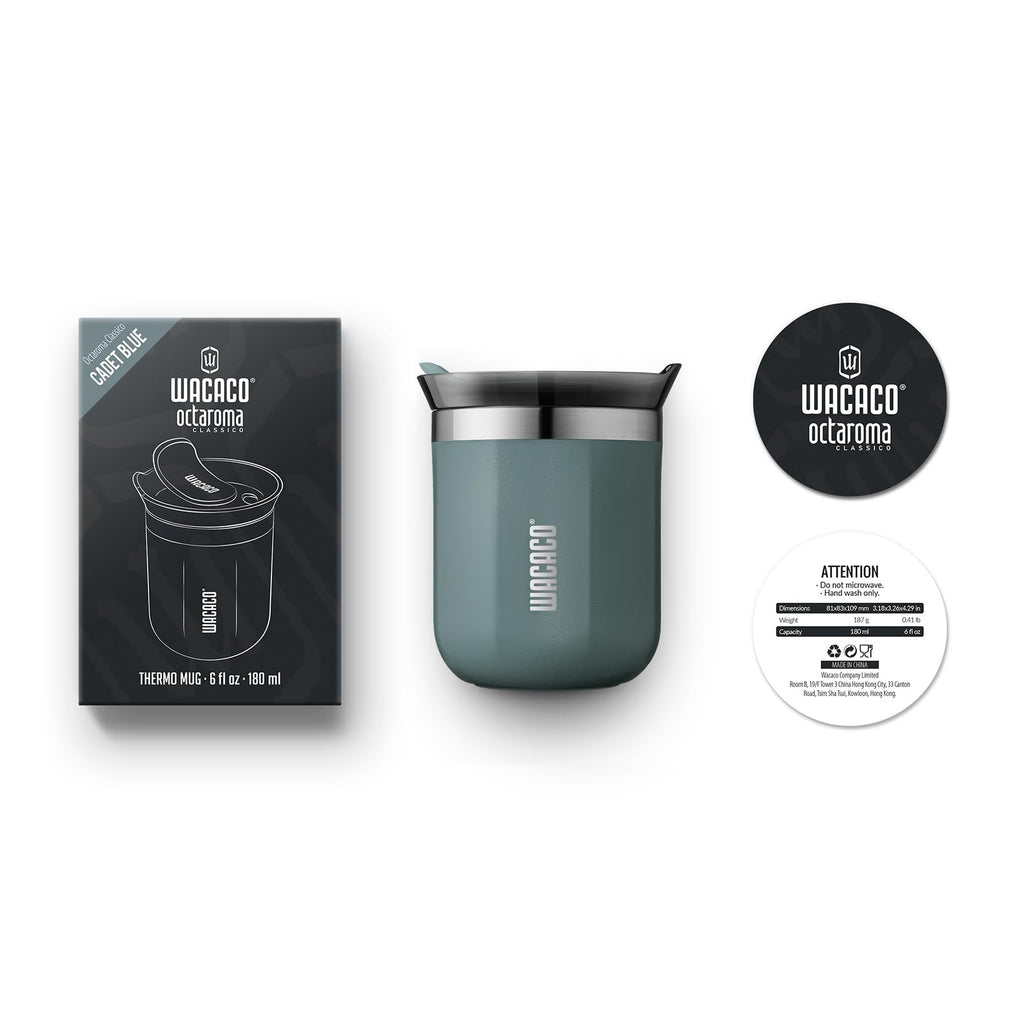 WACACO Octaroma Classico Vacuum Insulated Travel Mug – Double-Wall Stainless Steel Tumbler with Lid | 6 fl oz / 10 fl oz / 15 fl oz | Multiple Colours