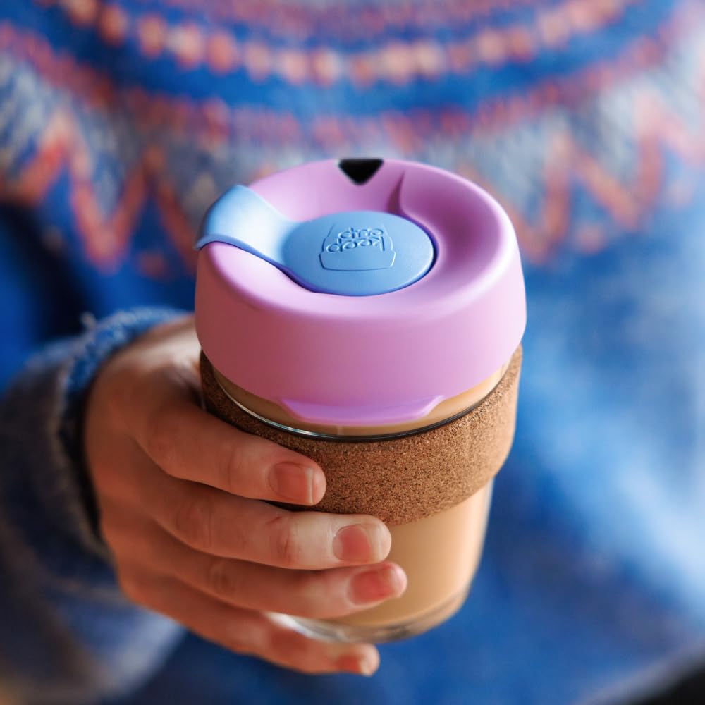 KeepCup Brew Cork - Reusable Coffee Cup Tempered Glass and Natural Cork, Extra Small 6oz/177ml - Daybreak