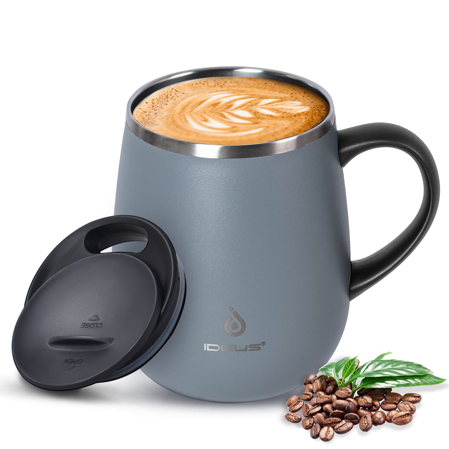 Ideus 16oz Insulated Coffee Mug with Handle – Leopard Black