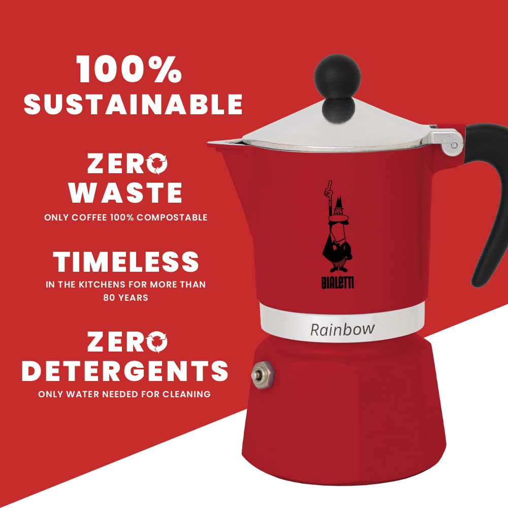 Bialetti Rainbow Caffettiera Colorata, Alluminio, Giallo, 3 Tazze