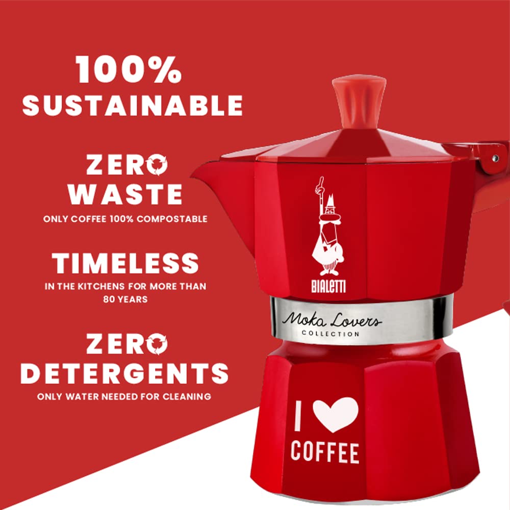 Bialetti Moka Express Aluminium Stovetop Coffee Maker (2 Cup), 8x11x11 cm, Silver