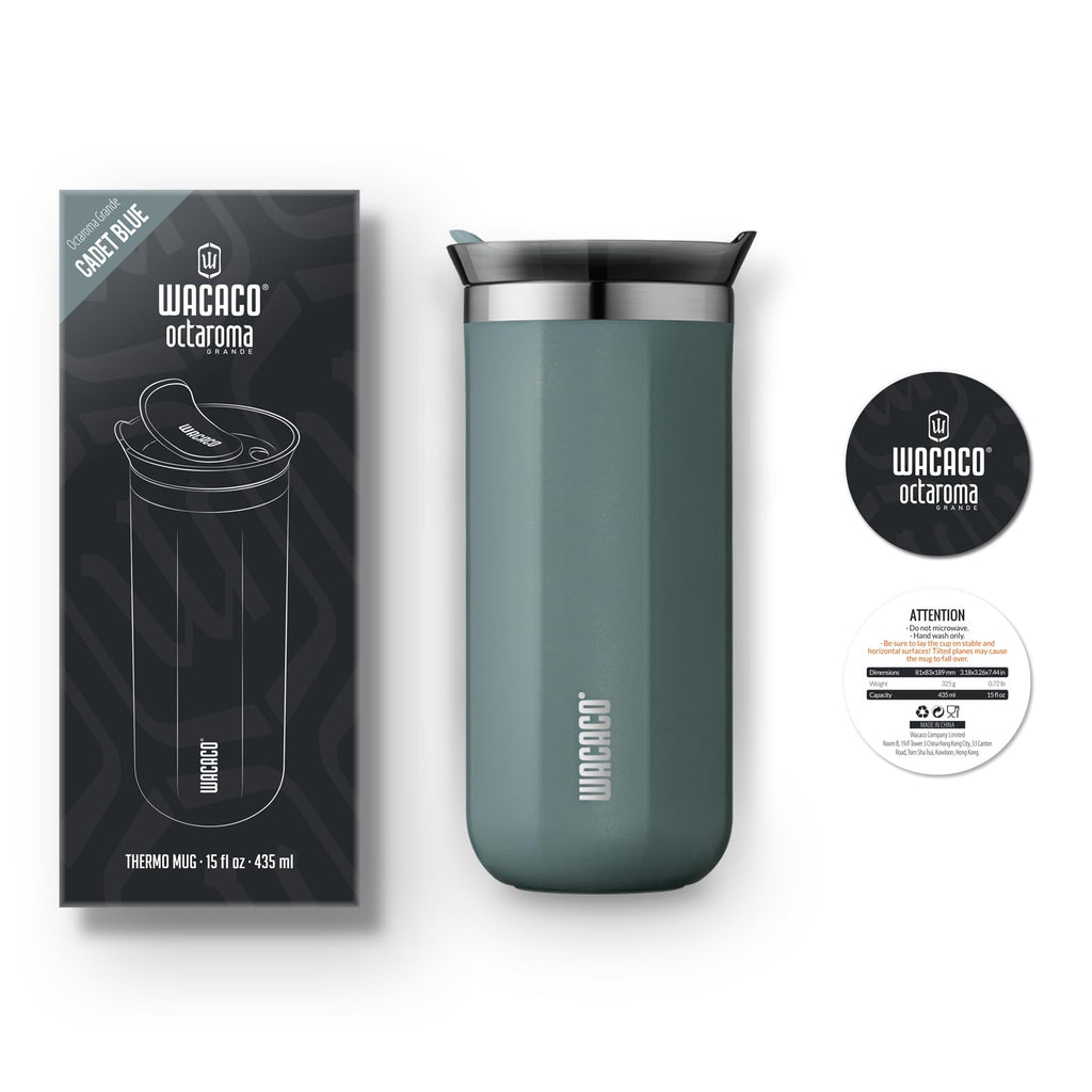 WACACO Octaroma Classico Vacuum Insulated Travel Mug – Double-Wall Stainless Steel Tumbler with Lid | 6 fl oz / 10 fl oz / 15 fl oz | Multiple Colours