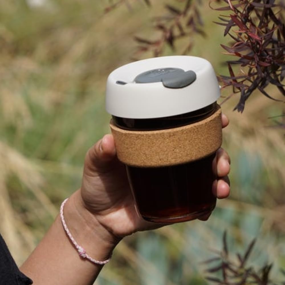 KeepCup Brew Cork - Reusable Coffee Cup Tempered Glass and Natural Cork, Extra Small 6oz/177ml - Daybreak