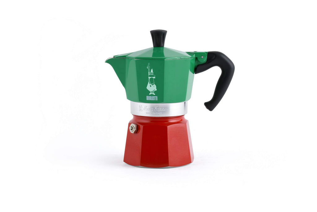 Bialetti Moka Express Italia Collection (Tricolor), 3 cup coffee maker, Aluminum, Green/Red