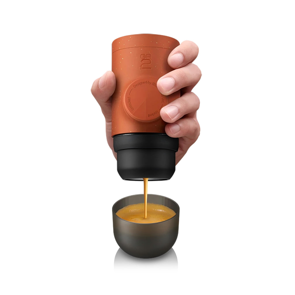 WACACO Portable Coffee Maker for Outdoor Compatible Ground Coffee, Manually Operated Espresso Maker, Espresso Machine Coffee On The Go, Ultra-Small (Gray Olive)