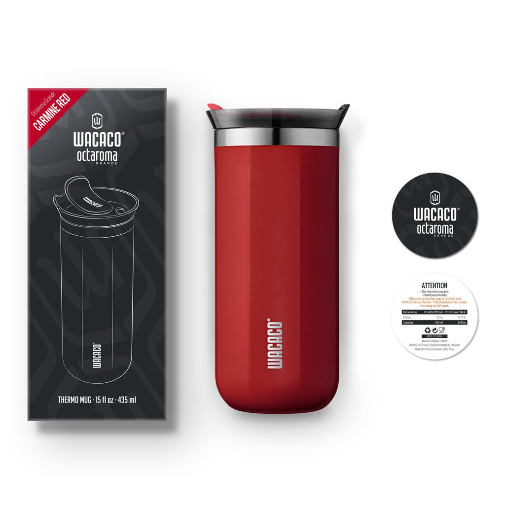 WACACO Octaroma Classico Vacuum Insulated Travel Mug – Double-Wall Stainless Steel Tumbler with Lid | 6 fl oz / 10 fl oz / 15 fl oz | Multiple Colours