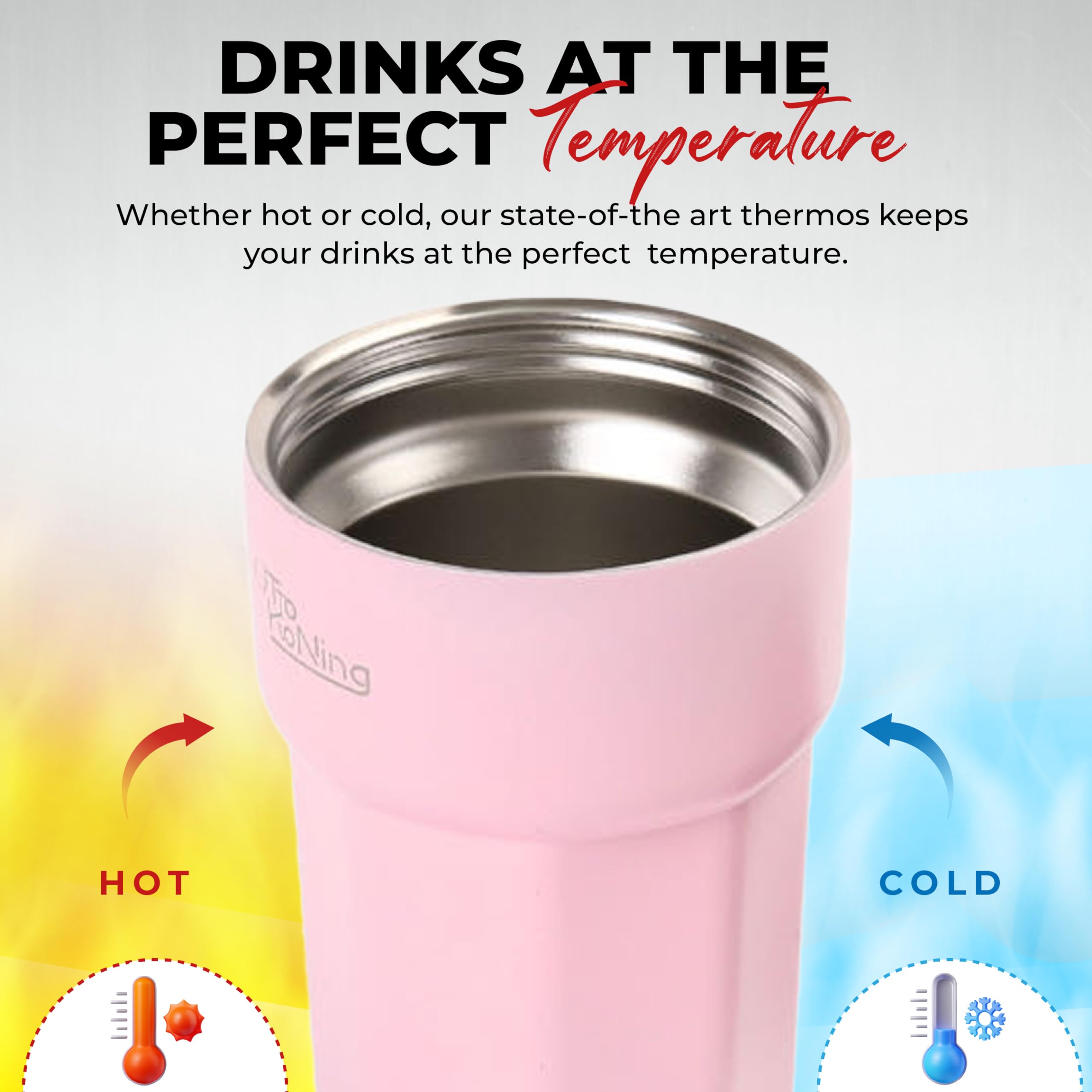 Otto Koning Travel Mug 12oz (350ml)- Leakproof Stainless Steel Coffee Cup | Thermal Flask for Hot Drinks (4h) | Fits Car Holder, BPA Free & Anti-Slip | The Smart Choice for Commute