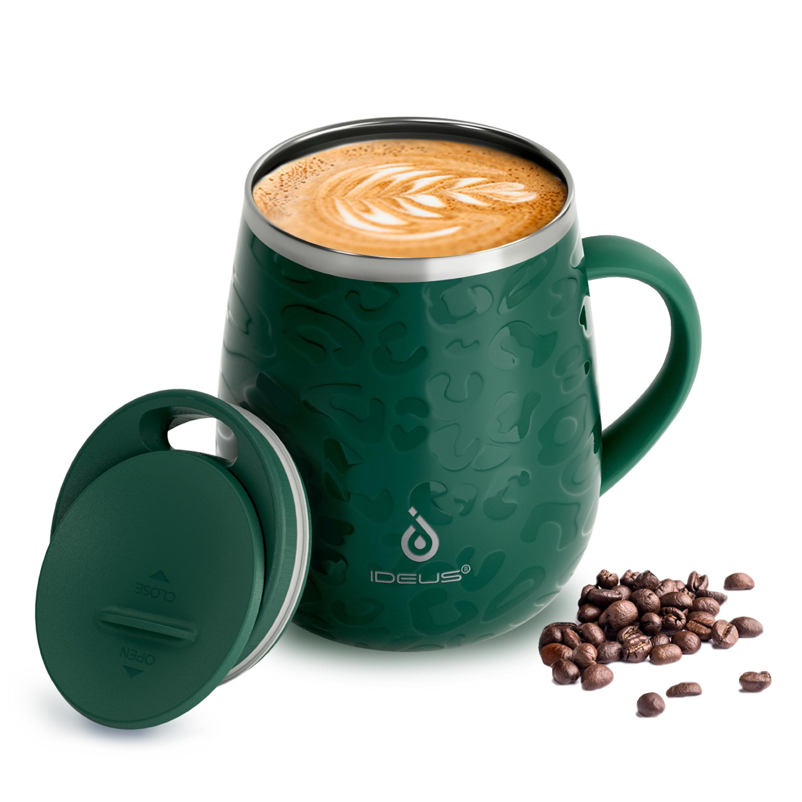 Ideus 16oz Insulated Coffee Mug with Handle – Leopard Black