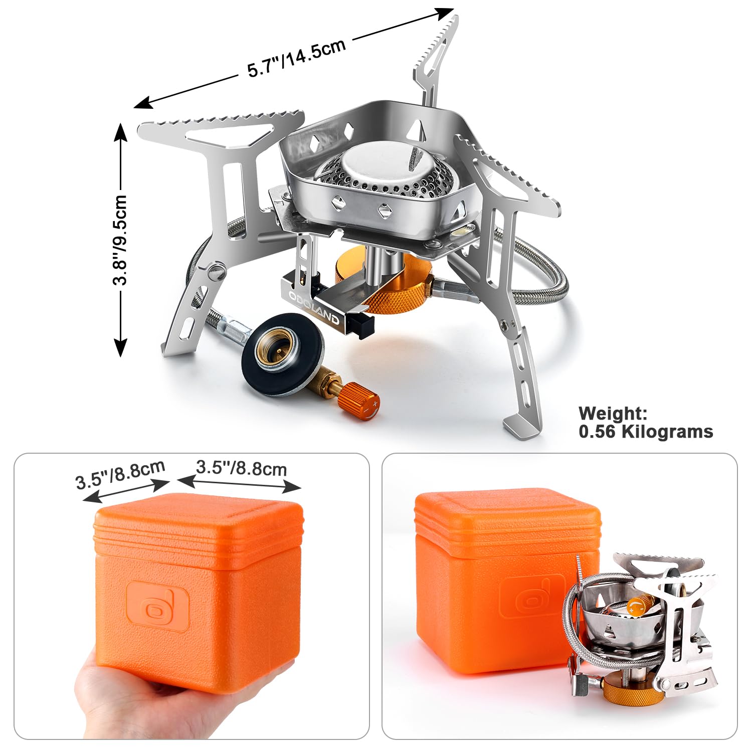 Odoland 3500W Windproof Camping Gas Stove Portable Collapsible Outdoor Camping Stove with Piezo Ignition Backpacking Stove for Outdoor Cooking Hiking Picnic and Trekking