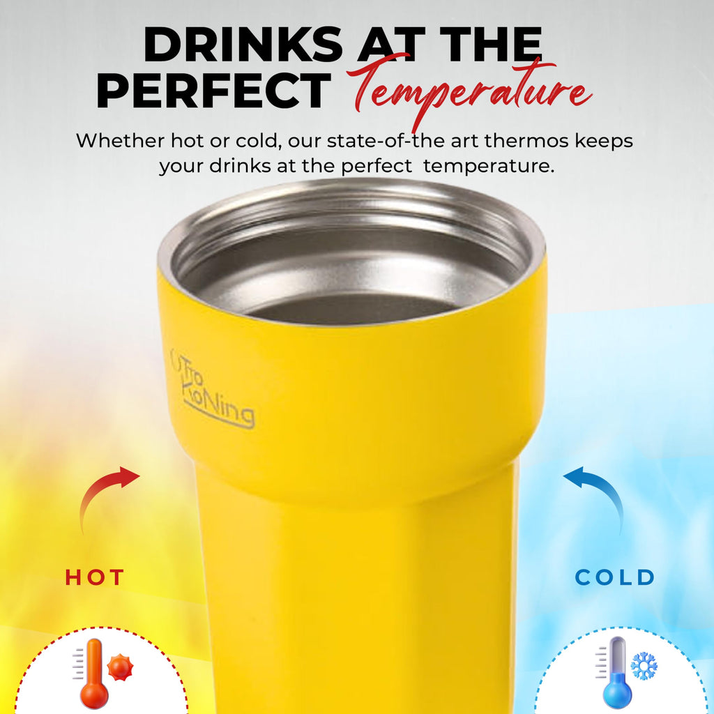 Otto Koning Travel Mug 12oz (350ml)- Leakproof Stainless Steel Coffee Cup | Thermal Flask for Hot Drinks (4h) | Fits Car Holder, BPA Free & Anti-Slip | The Smart Choice for Commute