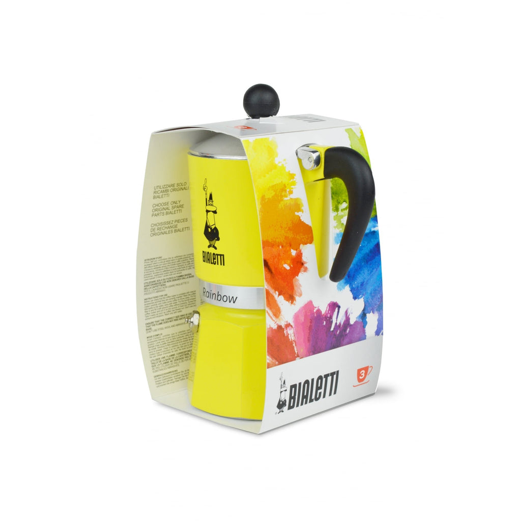 Bialetti Rainbow Caffettiera Colorata, Alluminio, Giallo, 3 Tazze