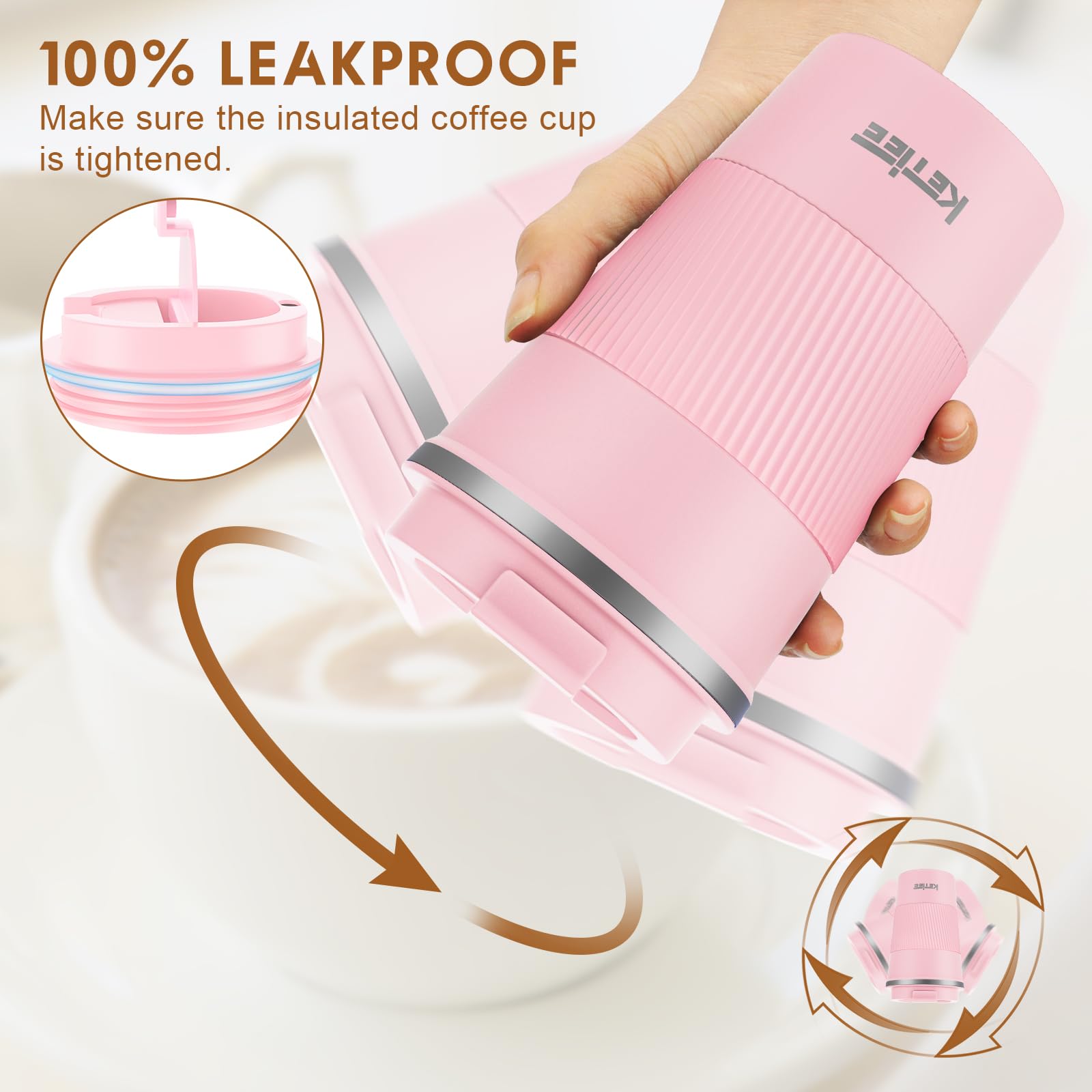 KETIEE Coffee Mug to Go – 380ml Double-Walled Vacuum Insulated Travel Mug | Leak-Proof Lid | Grass Green