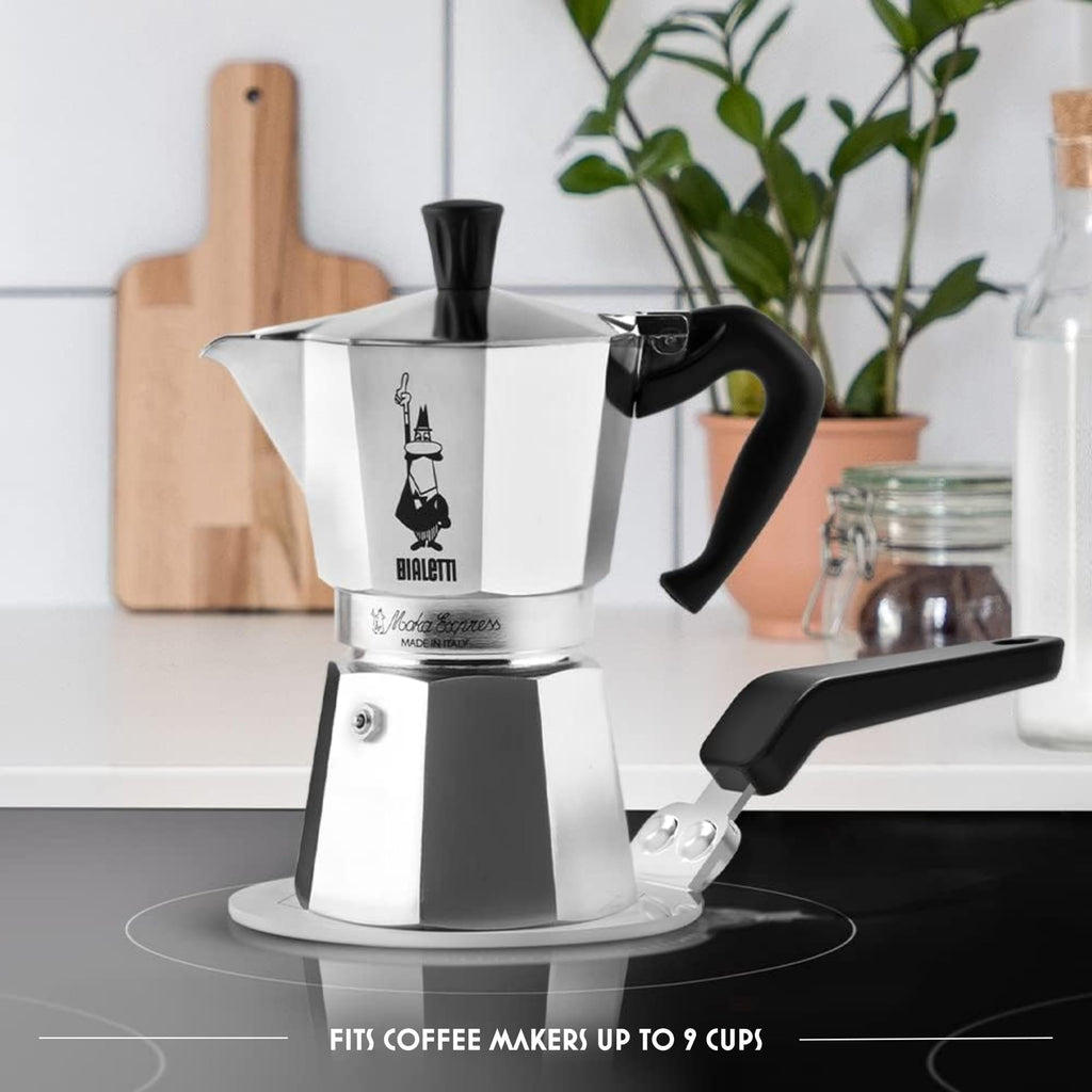 Bialetti DCDESIGN08 Piattello Induzione Per Moka Induction Plate, Suitable for Coffee Makers up to 6 Cups and Small pots, 25.5 x 13 x 5.5 cm, Steel, 6 Pints, Silver