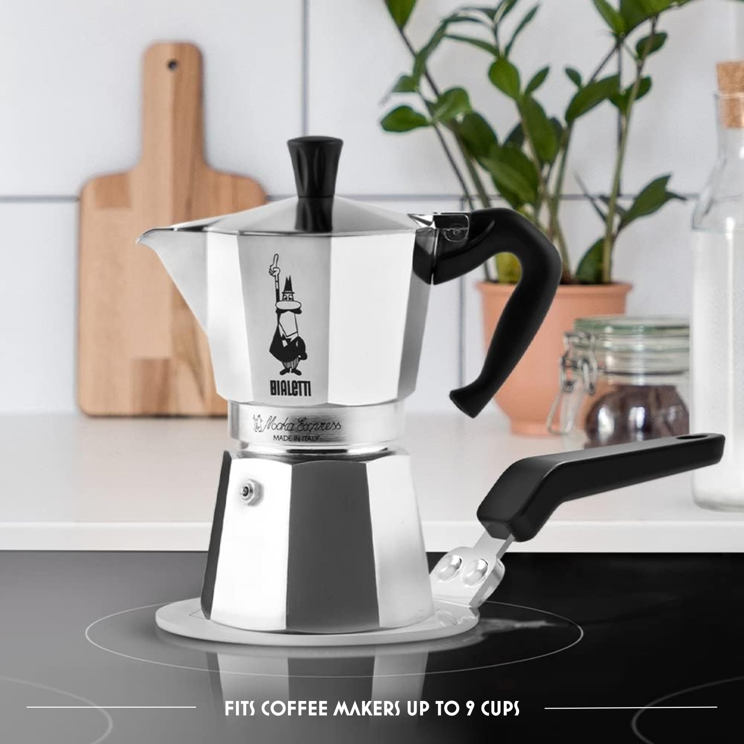 Bialetti DCDESIGN08 Piattello Induzione Per Moka Induction Plate, Suitable for Coffee Makers up to 6 Cups and Small pots, 25.5 x 13 x 5.5 cm, Steel, 6 Pints, Silver
