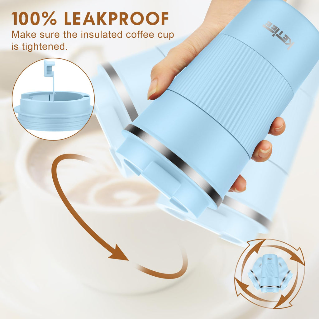 KETIEE Coffee Mug to Go – 380ml Double-Walled Vacuum Insulated Travel Mug | Leak-Proof Lid | Grass Green