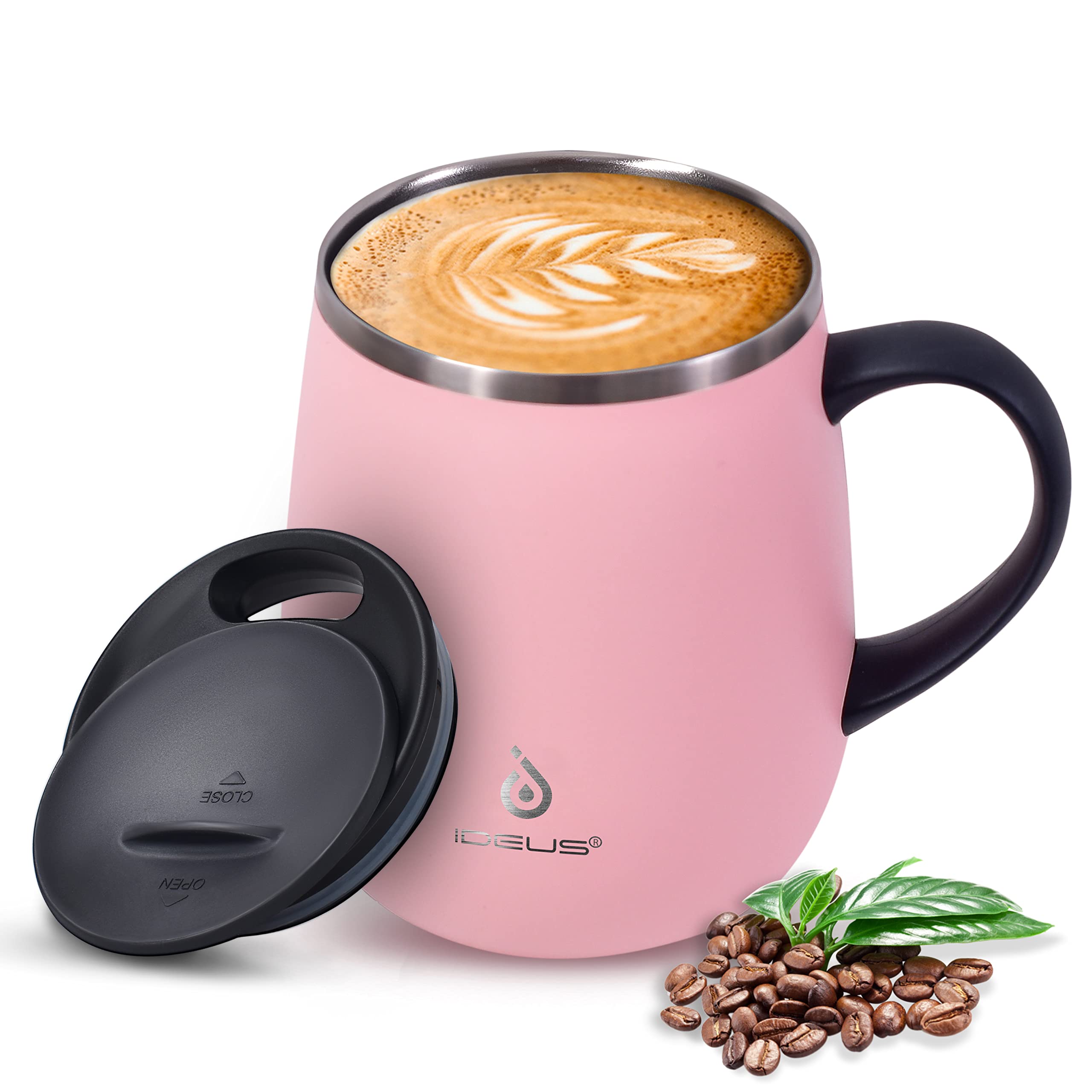 Ideus 16oz Insulated Coffee Mug with Handle – Leopard Black