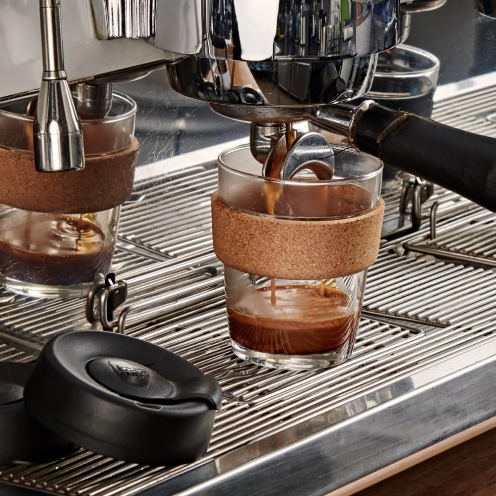 KeepCup Brew Cork - Reusable Coffee Cup Tempered Glass and Natural Cork, Extra Small 6oz/177ml - Daybreak