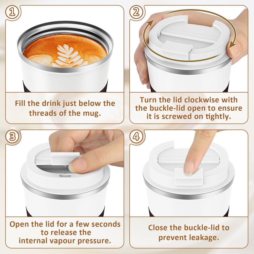 KETIEE Coffee Mug to Go – 380ml Double-Walled Vacuum Insulated Travel Mug | Leak-Proof Lid | Grass Green