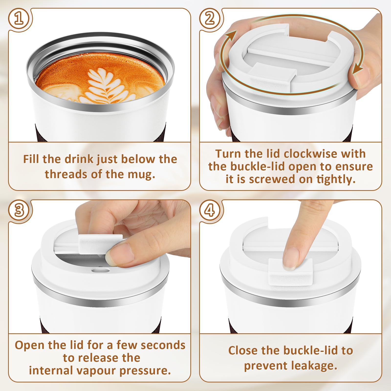 KETIEE Coffee Mug to Go – 380ml Double-Walled Vacuum Insulated Travel Mug | Leak-Proof Lid | Grass Green