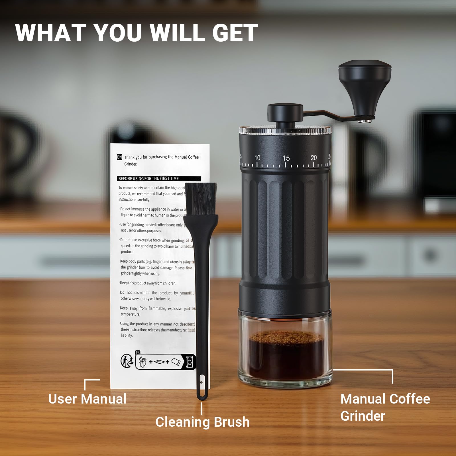 Large Capacity Manual Coffee Grinder – 60g Hand Grinder with 40 Grind Settings | Travel Coffee Gear