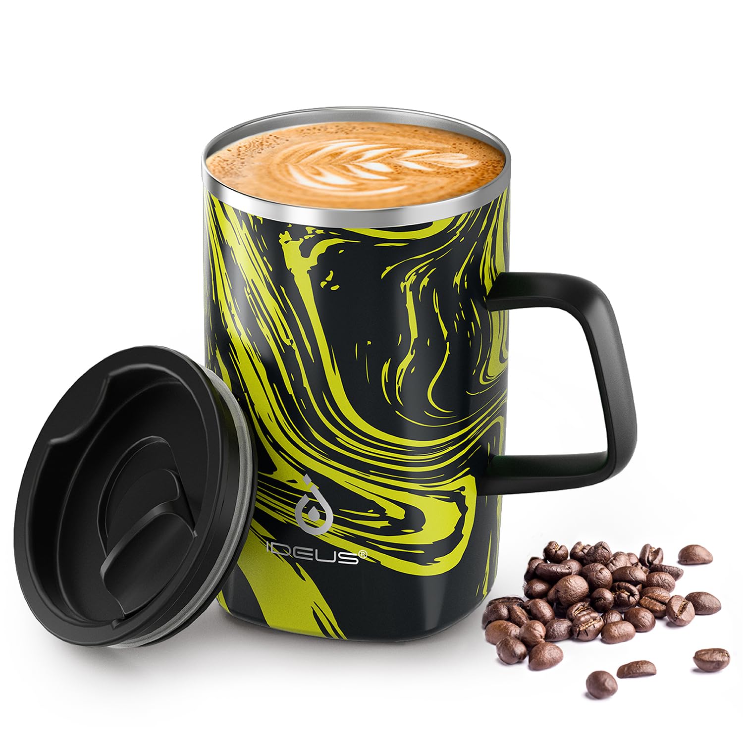 Ideus 16oz Insulated Coffee Mug with Handle – Leopard Black