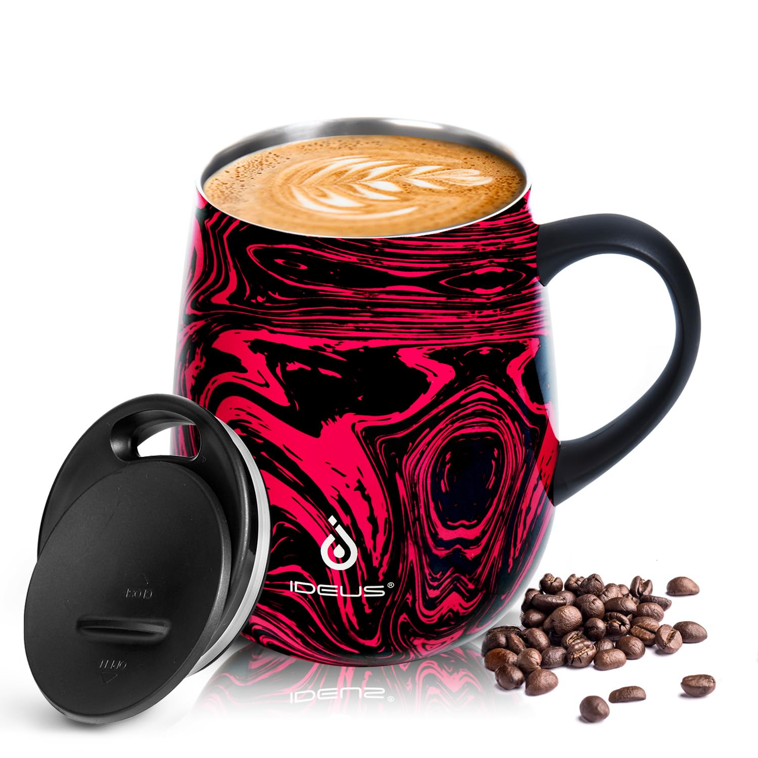 Ideus 16oz Insulated Coffee Mug with Handle – Leopard Black