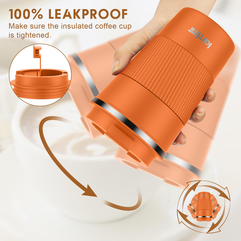 KETIEE Coffee Mug to Go – 380ml Double-Walled Vacuum Insulated Travel Mug | Leak-Proof Lid | Grass Green