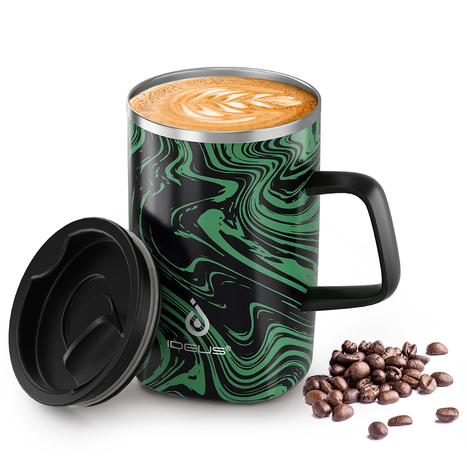 Ideus 16oz Insulated Coffee Mug with Handle – Leopard Black