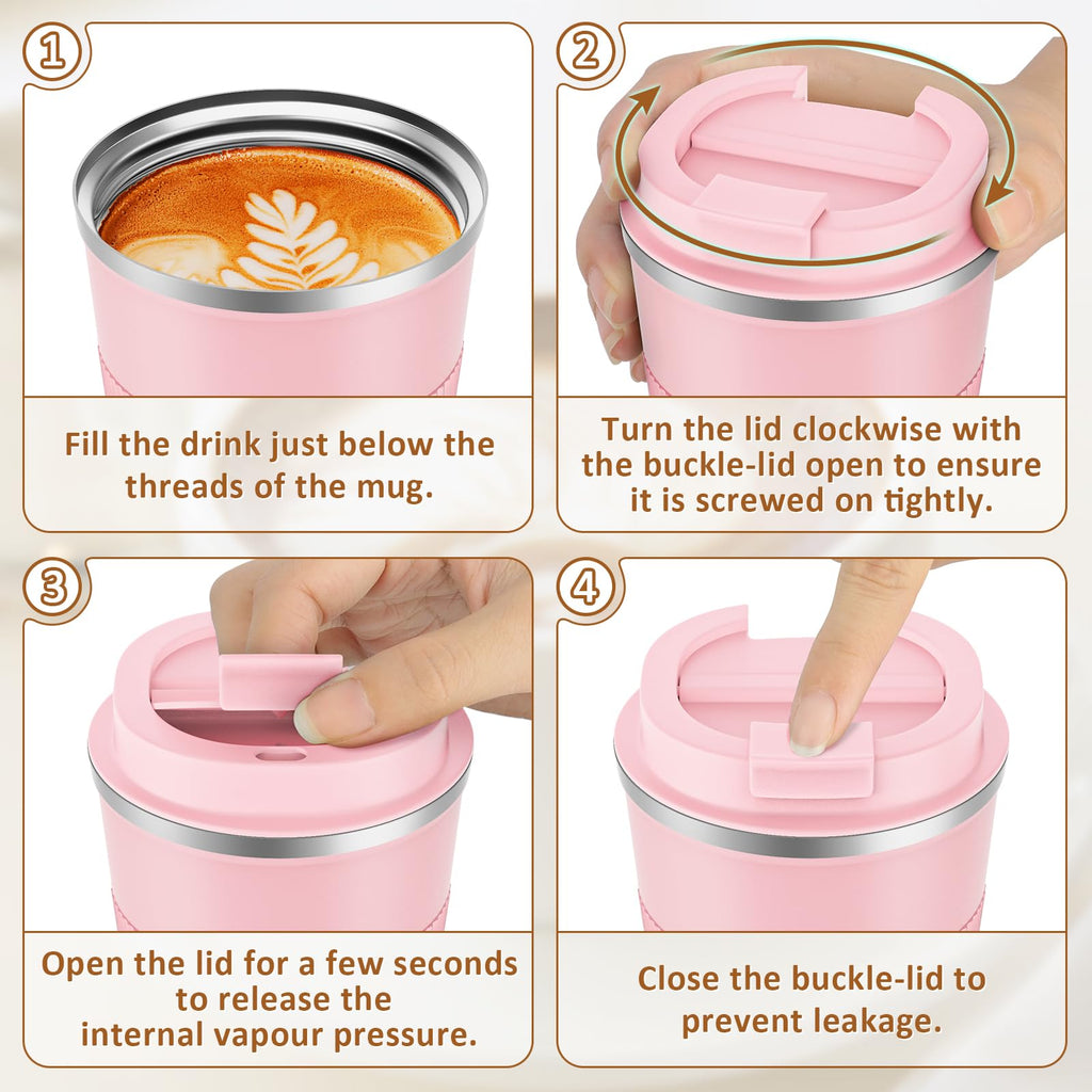 KETIEE Coffee Mug to Go – 380ml Double-Walled Vacuum Insulated Travel Mug | Leak-Proof Lid | Grass Green