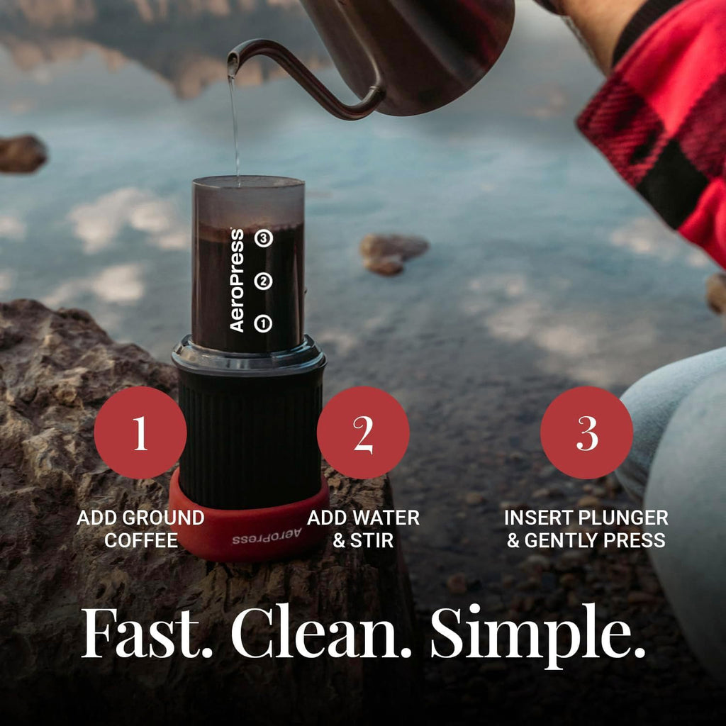 Aeropress Go Portable Travel Coffee Press Kit, 1-3 Cups in a Minute, Coffee, Espresso, & Cold Brew Maker, Manual Coffee Making Machine for Travel, Includes Mug & Lid, Grey