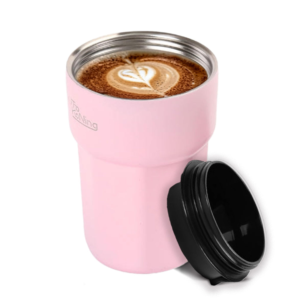 Otto Koning Travel Mug 12oz (350ml)- Leakproof Stainless Steel Coffee Cup | Thermal Flask for Hot Drinks (4h) | Fits Car Holder, BPA Free & Anti-Slip | The Smart Choice for Commute