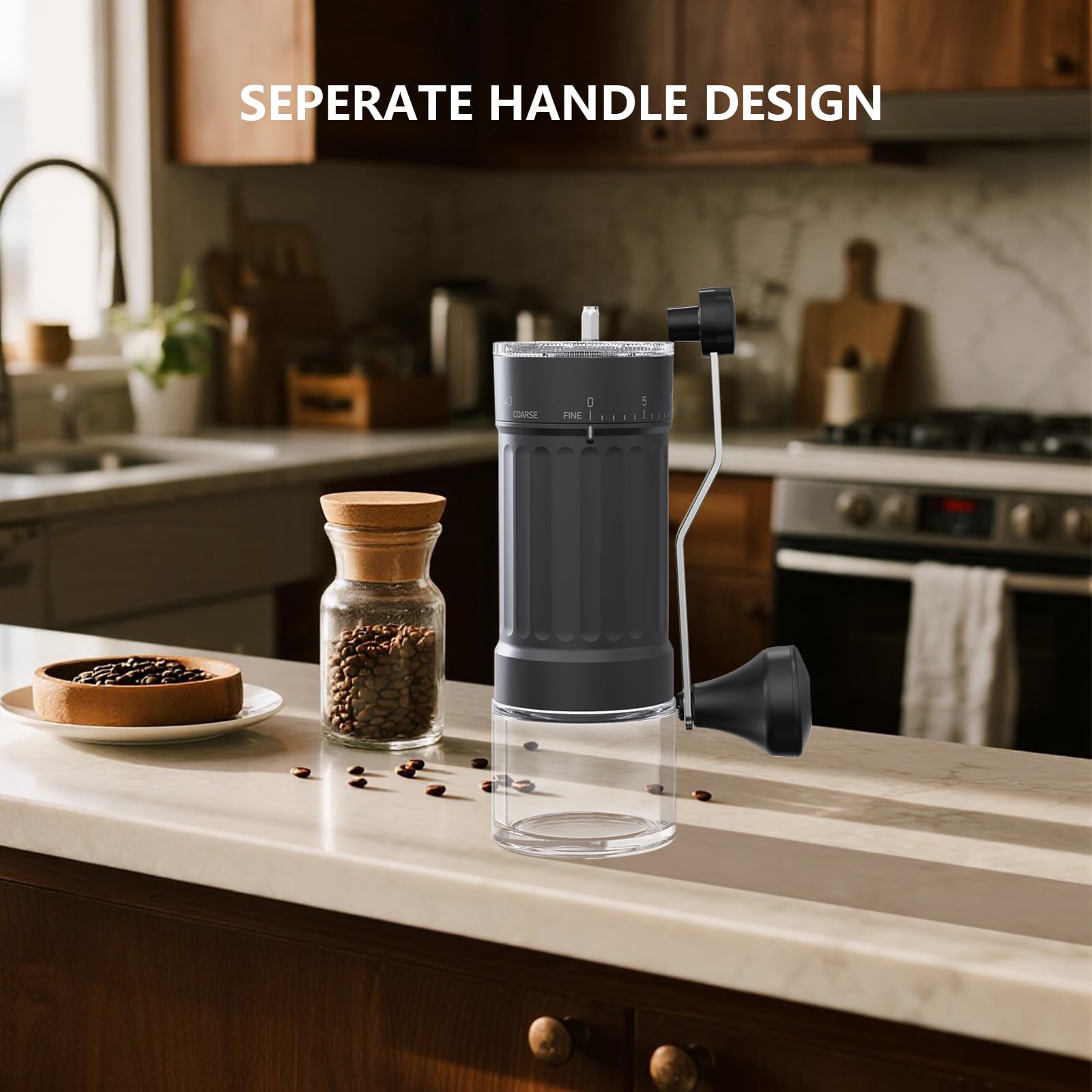 Manual Coffee Grinder 30g Capacity, Coffee Bean Hand Grinder with 40 Adjustable Settings for French Press, Drip, Espresso, Moka pots