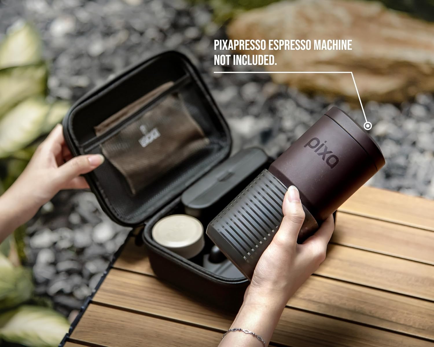 WACACO Pixapresso Dark Burgundy with Case