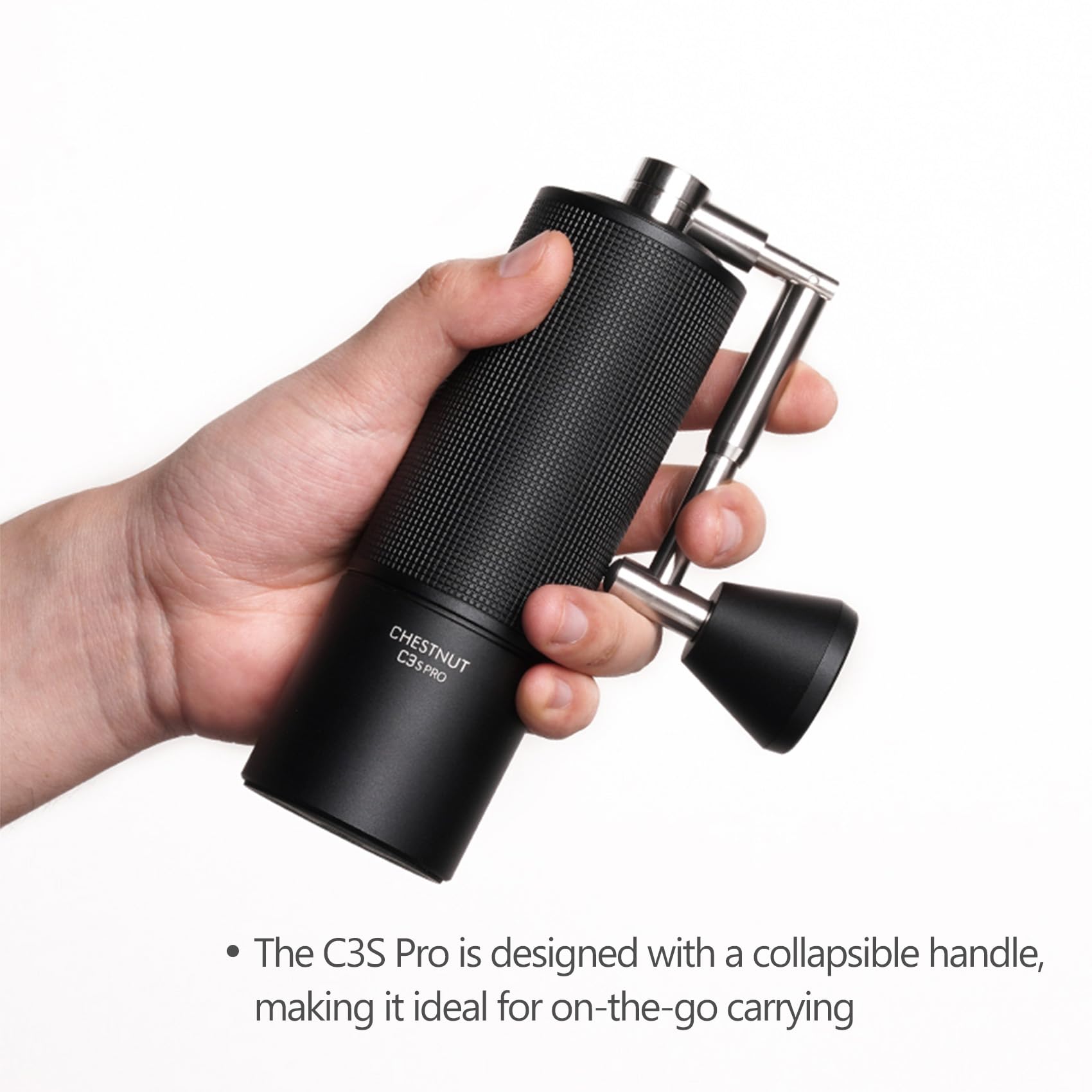 TIMEMORE Chestnut C3S Pro Manual Coffee Grinder, Premium Integrated All-Metal Design, Portable Hand Coffee Grinder with Foldable Handle, Suitable for Espresso to French Press, Black
