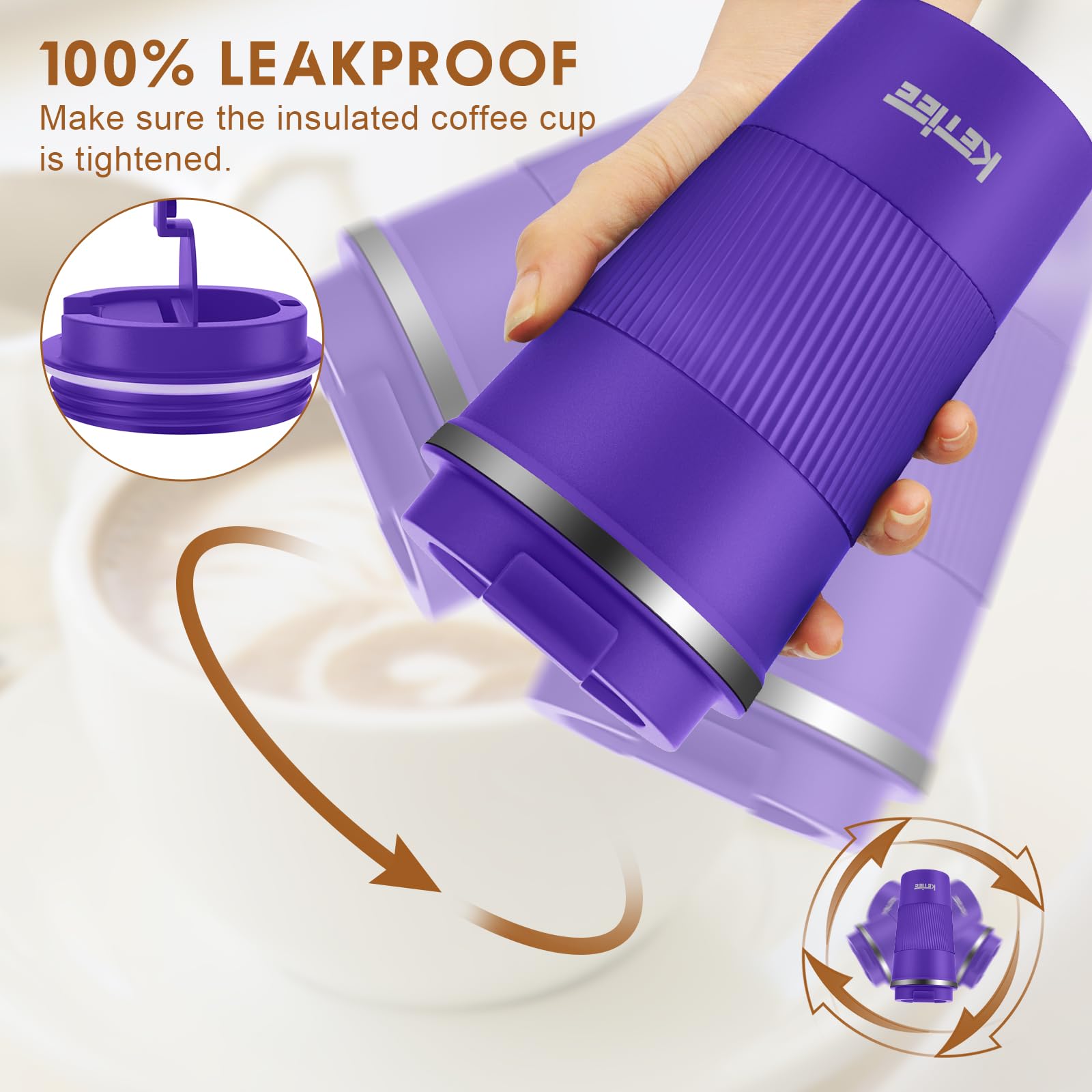 KETIEE Coffee Mug to Go – 380ml Double-Walled Vacuum Insulated Travel Mug | Leak-Proof Lid | Grass Green