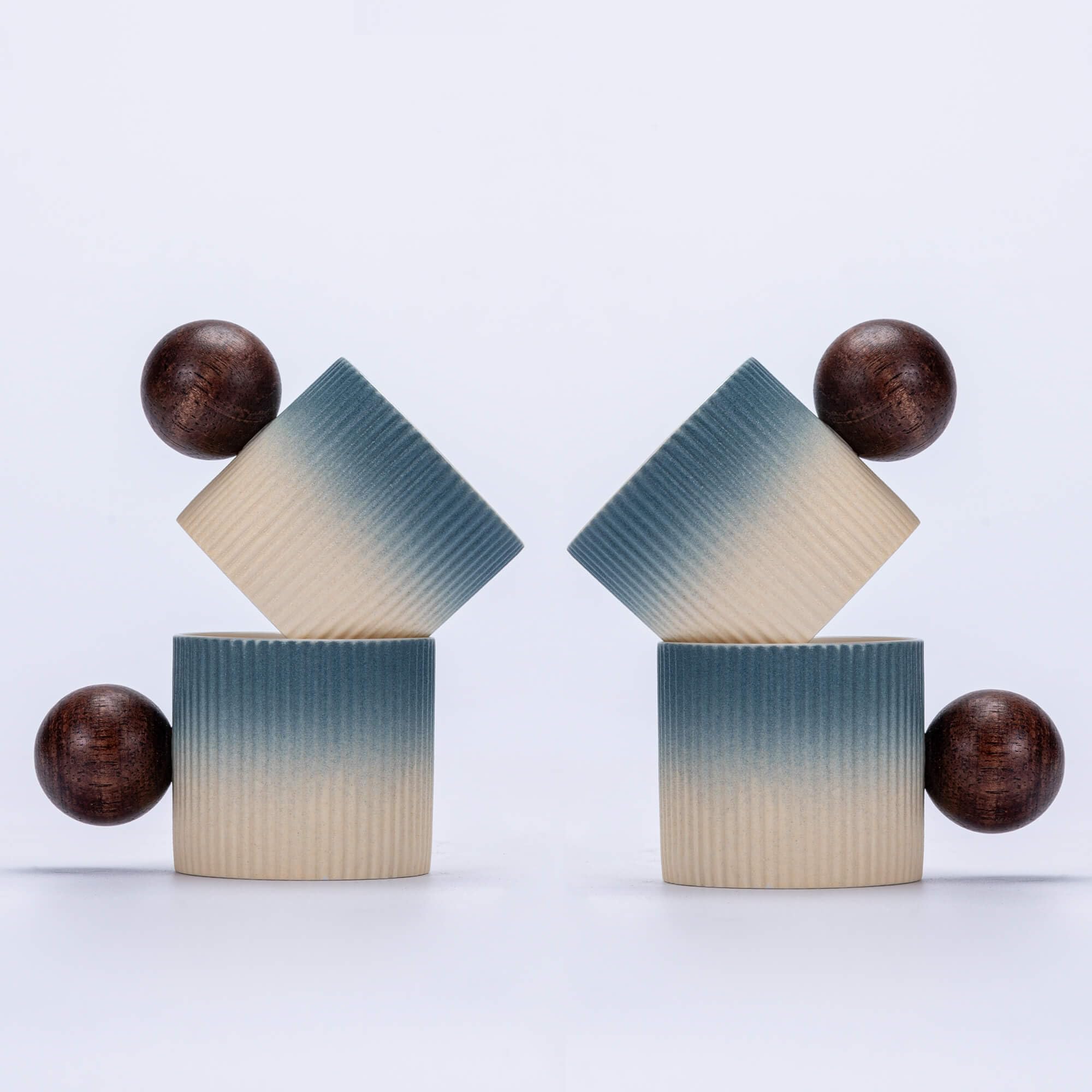 Mini Ceramic Espresso Cups with Wood Handle – 70ml (Set of 2)