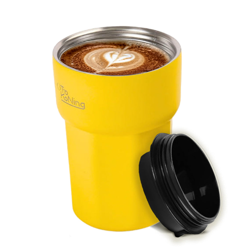 Otto Koning Travel Mug 12oz (350ml)- Leakproof Stainless Steel Coffee Cup | Thermal Flask for Hot Drinks (4h) | Fits Car Holder, BPA Free & Anti-Slip | The Smart Choice for Commute