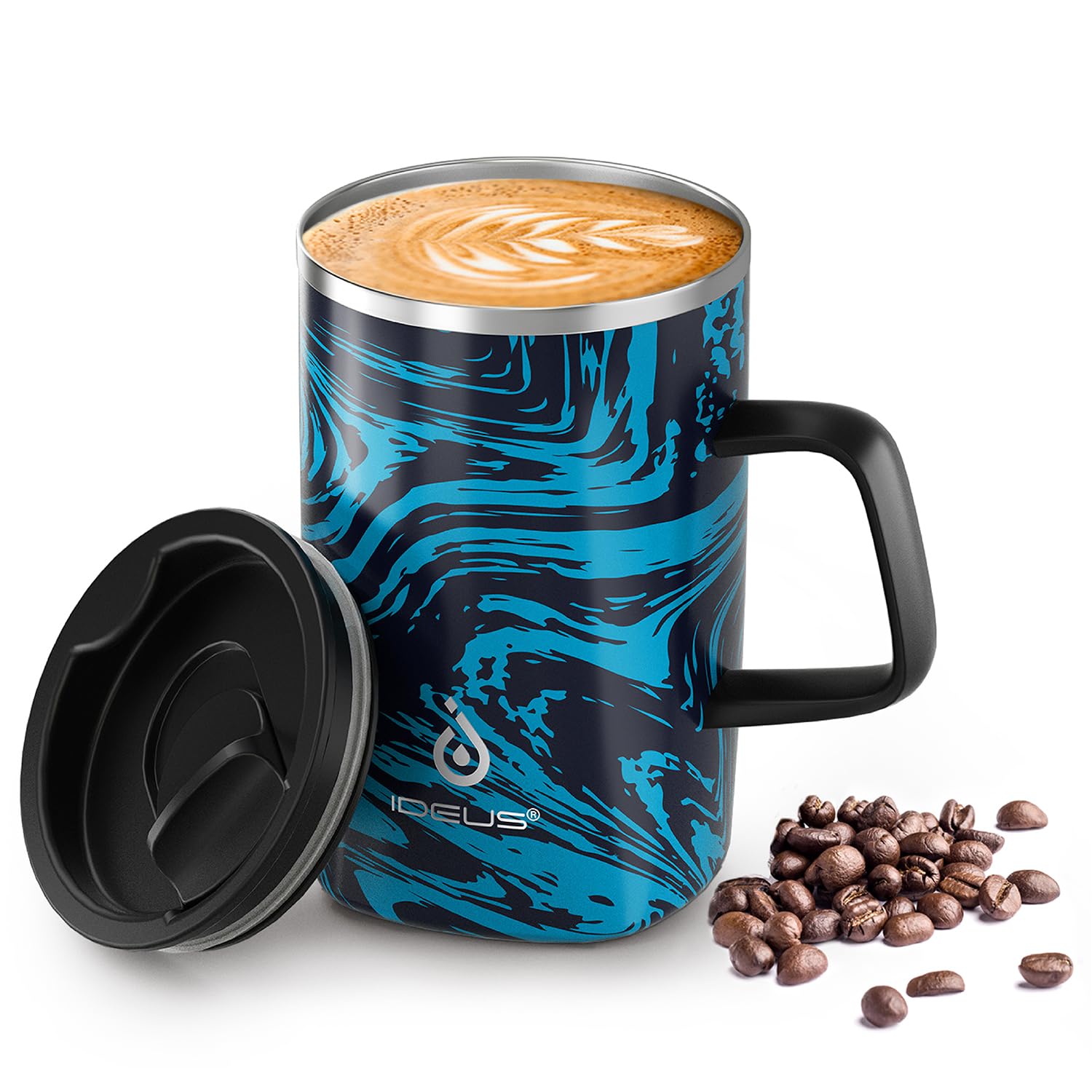 Ideus 16oz Insulated Coffee Mug with Handle – Leopard Black