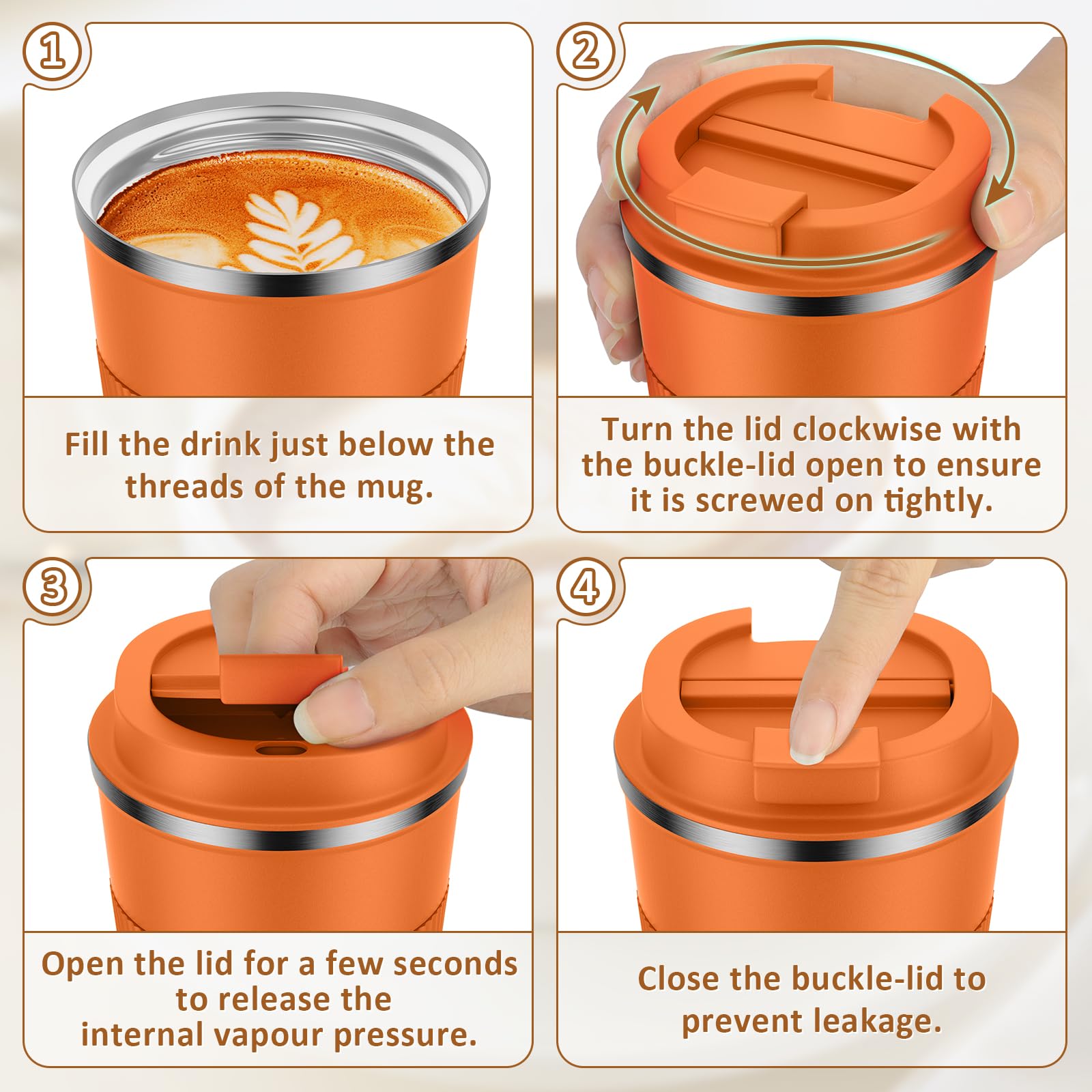 KETIEE Coffee Mug to Go – 380ml Double-Walled Vacuum Insulated Travel Mug | Leak-Proof Lid | Grass Green