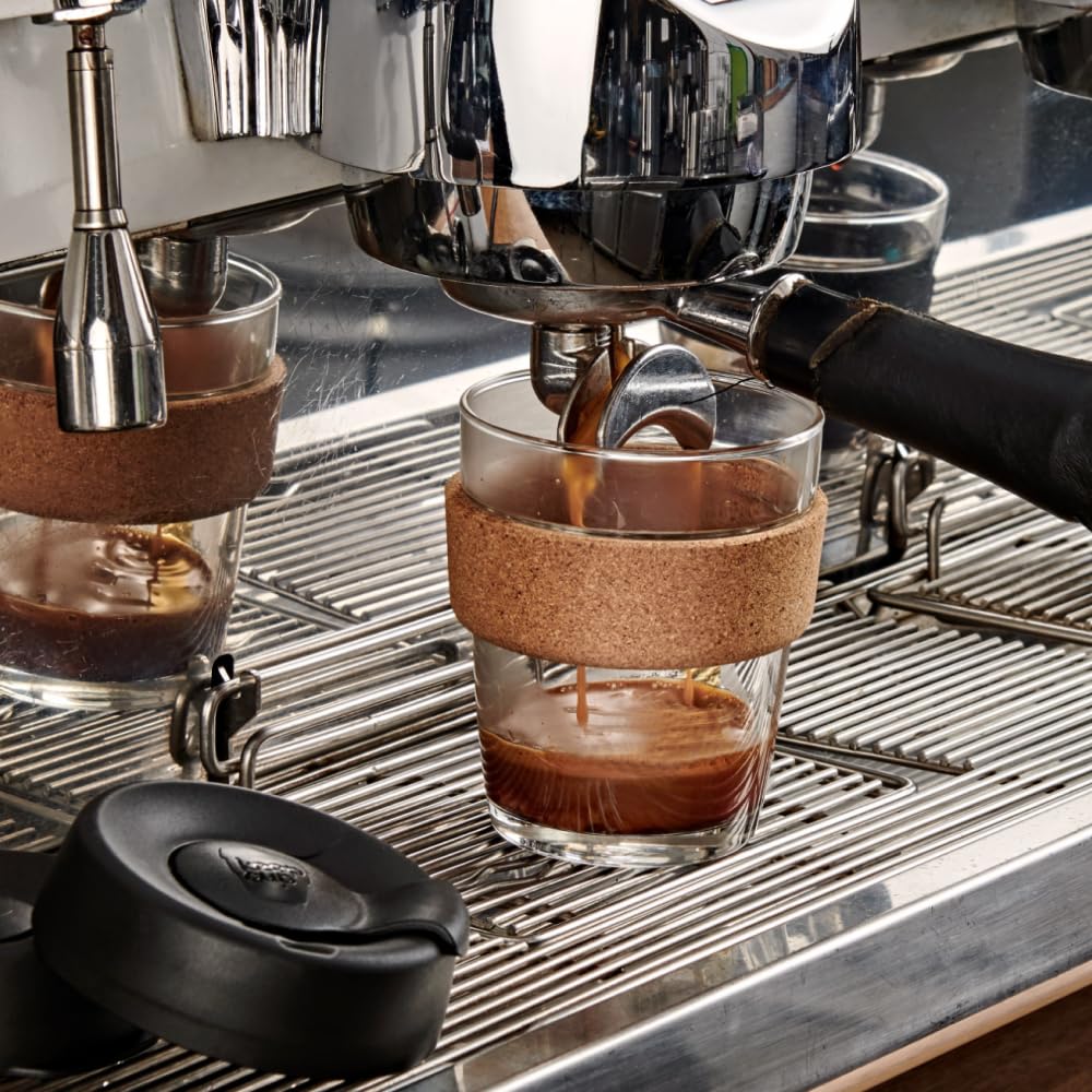 KeepCup Brew Cork - Reusable Coffee Cup Tempered Glass and Natural Cork, Extra Small 6oz/177ml - Daybreak