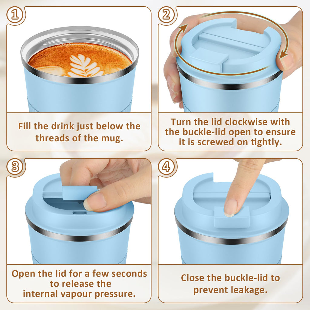 KETIEE Coffee Mug to Go – 380ml Double-Walled Vacuum Insulated Travel Mug | Leak-Proof Lid | Grass Green