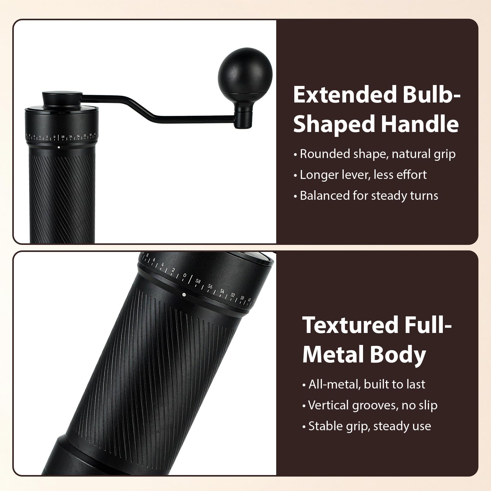 ISHEWUDU Manual Coffee Grinder, Coffee Grinder Manual with Stainless Steel Conical Burr, Hand Coffee Grinder Portable and Small Coffee Bean Grinder for Espresso to French Press