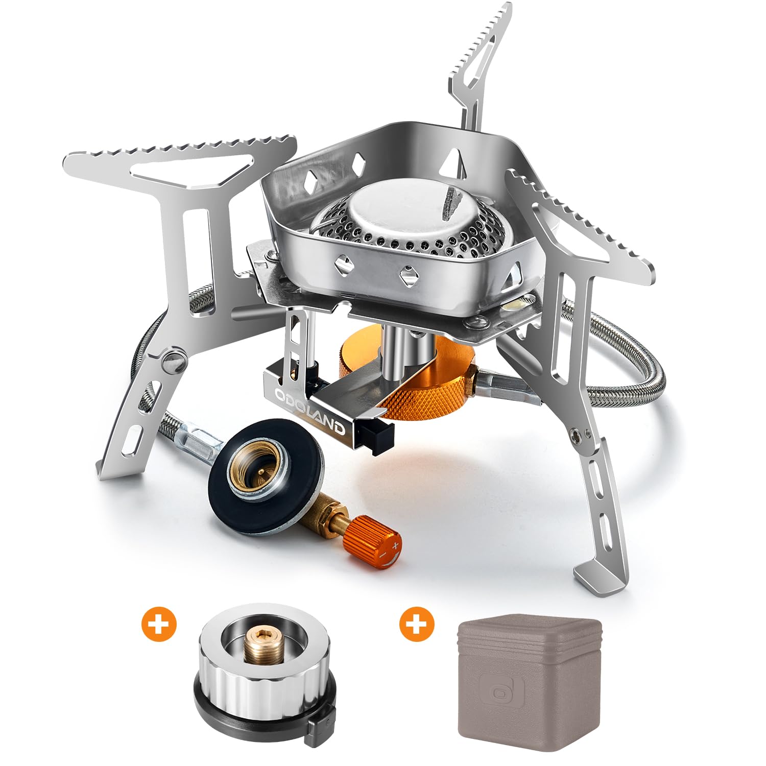 Odoland 3500W Windproof Camping Gas Stove Portable Collapsible Outdoor Camping Stove with Piezo Ignition Backpacking Stove for Outdoor Cooking Hiking Picnic and Trekking